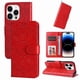 thumbnail image 1 of Funda tipo cartera FOXDOCK para iPhone 15 Pro , diseño girasol en relieve, cuero PU, cierre magnético, soporte y tarjetero, 1 of 5
