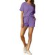 thumbnail image 2 of INSPIRE CHIC Conjunto de Lounge de Punto de Waffle para Mujer, Pijama de Manga Corta con Bolsillos, Mezcla de Algodón Suave para Primavera Verano XS Púrpura Oscuro, 2 of 6