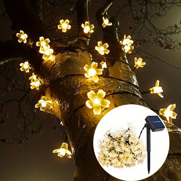 1pc Solar Fairy Lights Outside, 8 Lighting Modes Solar Sakura Fairy Lights Waterproof LED For Garden, Balcony, Trees, Halloween, Christmas