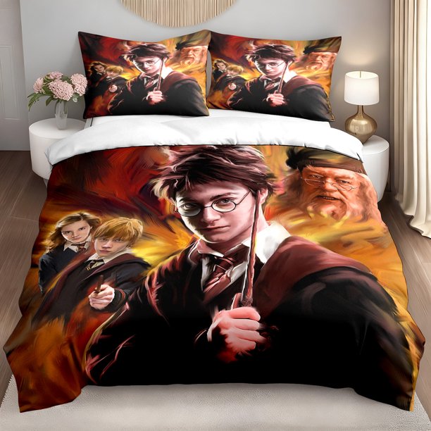 3pcs Bedding set Magical Wizard School Duvet Cover & Cushion Cover - 3pcs Themed Bedspread Suitable for ' Bedroom Decor Themed Parties