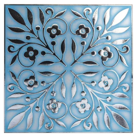 Azulejos adhesivos para pared Main Street, 24 piezas, 20 x 20 cm, azul y plata