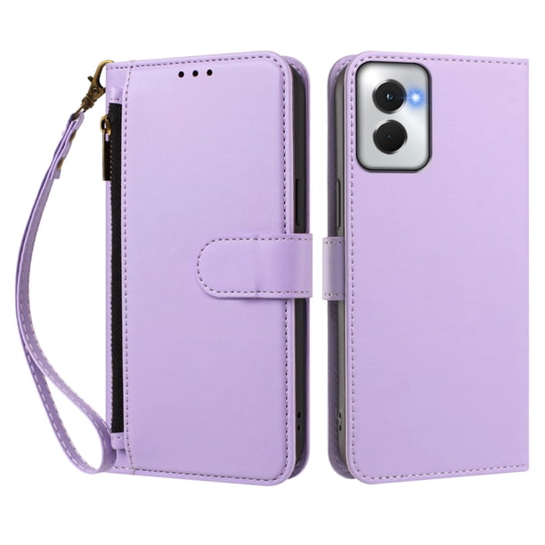 Funda Tipo Billetera para Motorola Moto G Power 5G 2024 con Soporte y Bolsillo con Cierre Morado