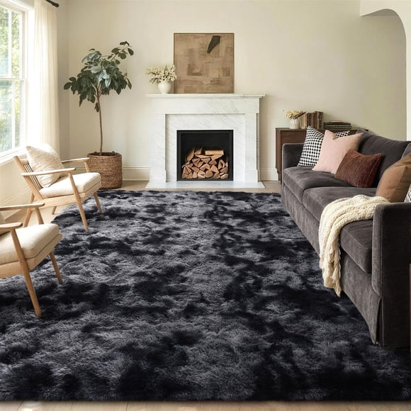 Alfombra FinRèc Home 140 × 180 cm Tie‑dye gris oscuro
