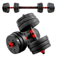 Centurfit - Mancuernas Ajustables 20Kg 12 Pesas Barra Recta 2 En 1 Color Negro