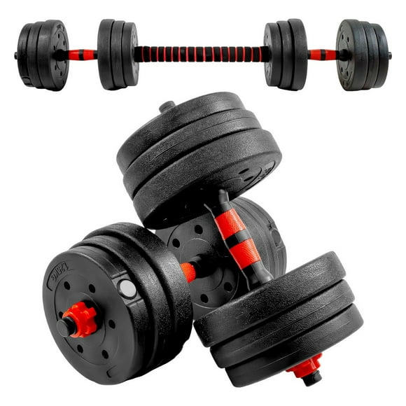 Mancuernas Ajustables 20kg 12 Pesas Barra Recta 2 En 1 Color Negro