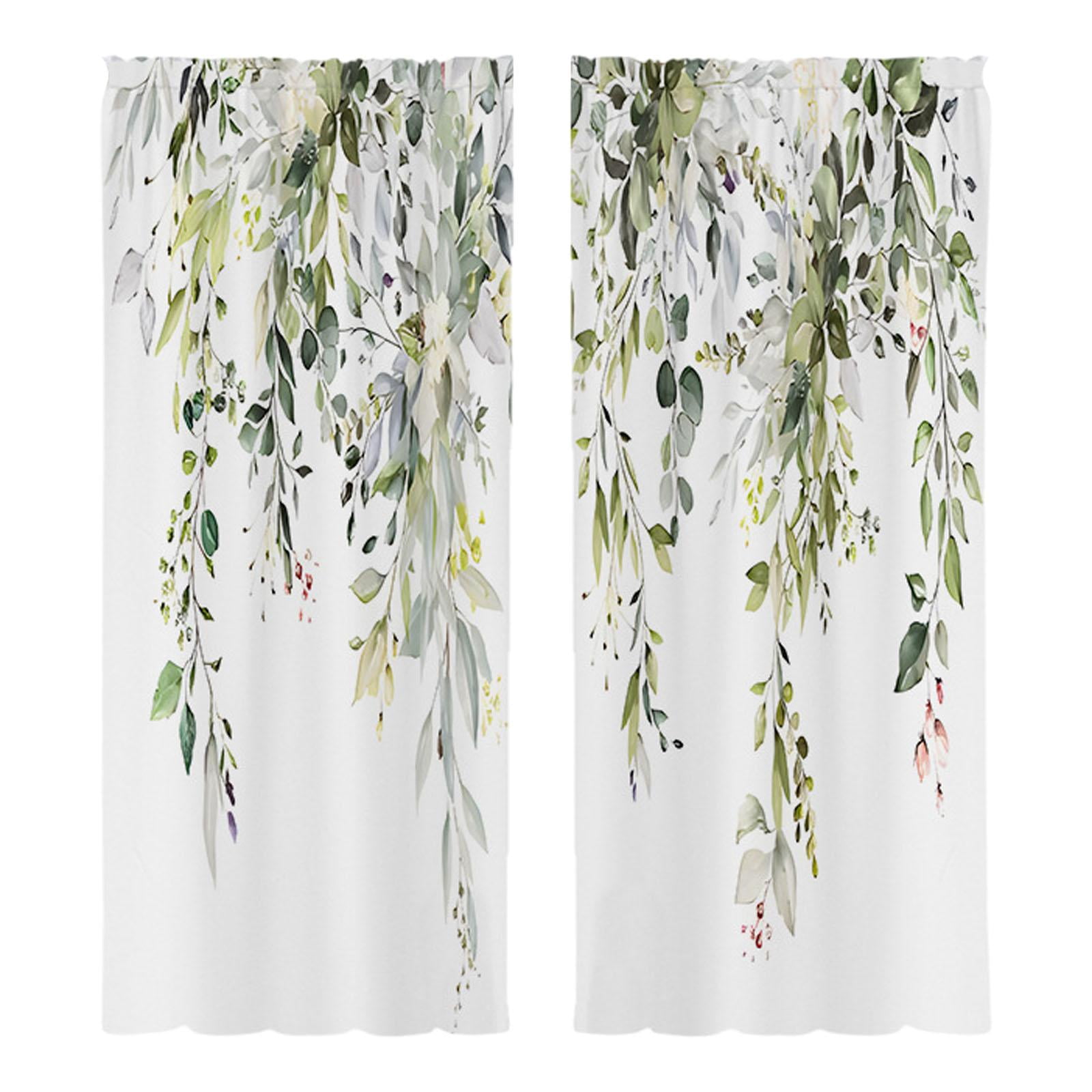 Magideal - Juego De 2 Cortinas De Ventana Con Diseño De Hojas , Estilo Granja, Para Colgar En Perchero, Únicas, Lisas, Decorativas Y Rústicas, Para La 60cmx150cm