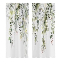 Magideal - Juego De 2 Cortinas De Ventana Con Diseño De Hojas , Estilo Granja, Para Colgar En Perchero, Únicas, Lisas, Decorativas Y Rústicas, Para La 60Cmx150Cm