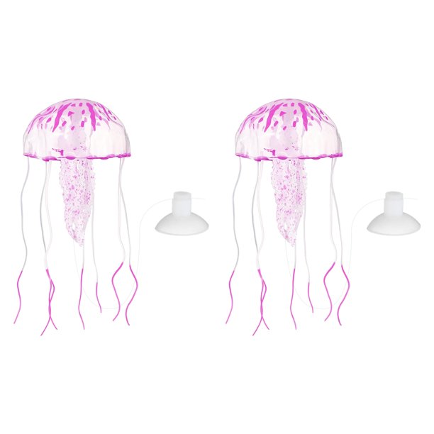 Decoración de Acuario Uxcell Medusa, Decoraciones para Peceras Medusa Acuario Brillante Falsa Medusa Adornos de Silicona, (Púrpura, L, 2 Piezas), Destinado para Decoración de Tanque
