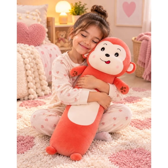 Almohada Cojín Largo Mono Peluche Suave 70 cm
