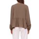 thumbnail image 3 of INSPIRE CHIC Blusa de maternidad para mujer, tops altos y bajos, cuello en V, babydoll, botón, manga larga, linterna, plisada, fruncida, volantes, embarazo, M marrón, 3 of 6