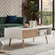thumbnail image 3 of 41.34" Rattan Coffee table, sliding door for storage, solid wood legs, Modern table for living room ,White, 3 of 3