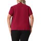thumbnail image 3 of Agnes Orinda Blusa de Trabajo para Mujer Talla Grande de Escuela Colegio Camisas de Gasa con Mangas de Pétalo Plisadas Cuello en V con Botones 2X Burdeos, 3 of 6