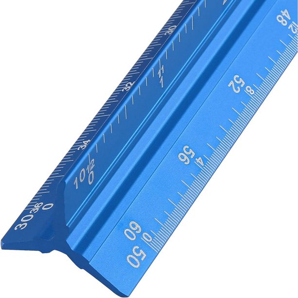 Regla de escala para ingeniería de 12 pulgadas, triangular de aluminio con grabado láser