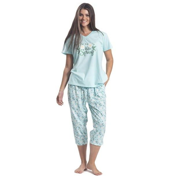 Pijama Algodón Capri Estampado Margaritas | Estilo Natural