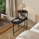 thumbnail image 1 of Round Coffee Table with Storage Tray 2 Tier Oval End Tables Wooden Small Side Table for Living Room (Black), 1 of 3