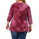 thumbnail image 5 of Agnes Orinda Blusas Casuales de Talla Grande para Mujer, Tops de Colegio con Rayas de Tie Dye, Cuello en V, Mangas 3/4, Túnica, 2X Rosa Fucsia, 5 of 8
