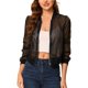 thumbnail image 1 of INSPIRE CHIC Chaqueta Bomber Ligera con Cremallera y Mangas Largas para Mujer, Transparente, XS Negro, 1 of 8