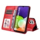 thumbnail image 3 of Funda tipo cartera FOXDOCK para Samsung Galaxy M32 4G , diseño girasol en relieve, cuero PU, cierre magnético, soporte y tarjetero, 3 of 5