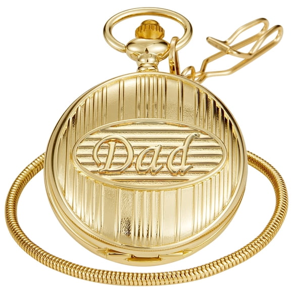 Reloj de bolsillo Realpoo Gold con cadena y grabado "Papá"