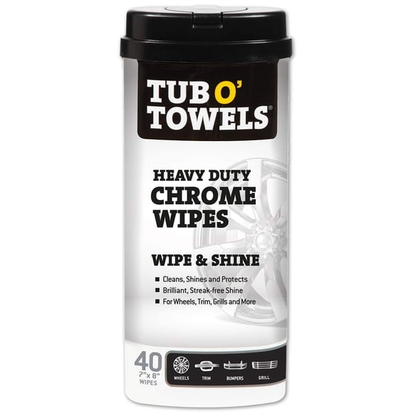 Toallitas limpiadoras Tub O' Towels, cromadas, resistentes, 40 unidades