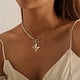 thumbnail image 2 of Collar HESHPAWS Gold Initial Pearl 14K Gold Plated Paperclip Link Cadena y Colgante Inicial A-Z, 2 of 3