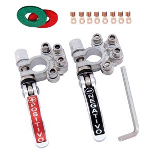 Ioensy - Conector De Terminal De Batería De 4 Vías Llave Hexagonal Conector De Batería Plata