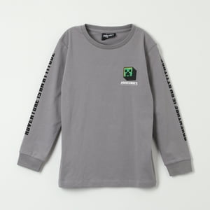 Polera Manga Larga Niño Creeper Sss Gris Minecraft