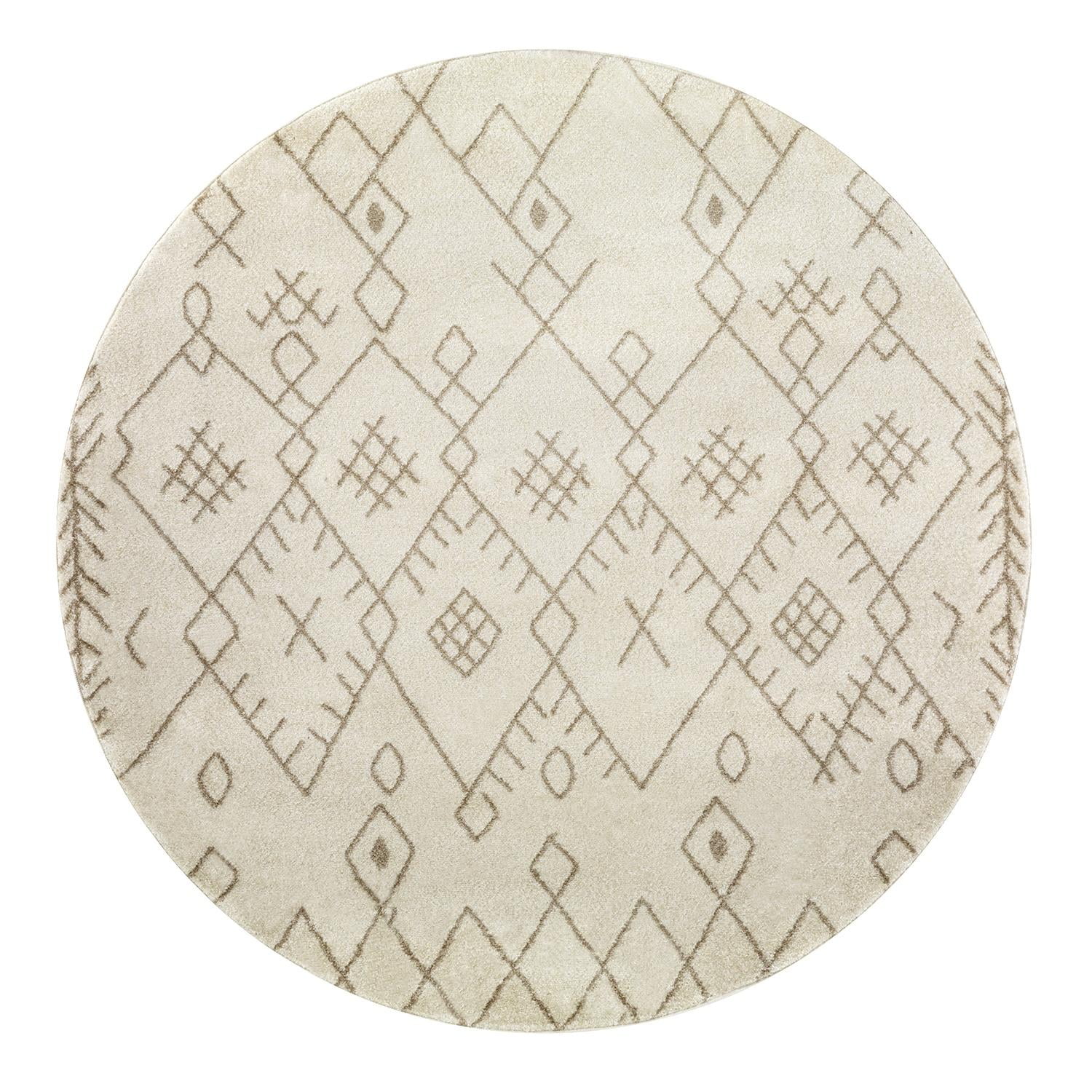 Modalfo - Alfombra Redonda Florida Beige 160 X 160 Cm