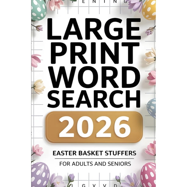 Libro con texto grande para adultos, búsqueda de palabras con temática de Pascua y primavera
