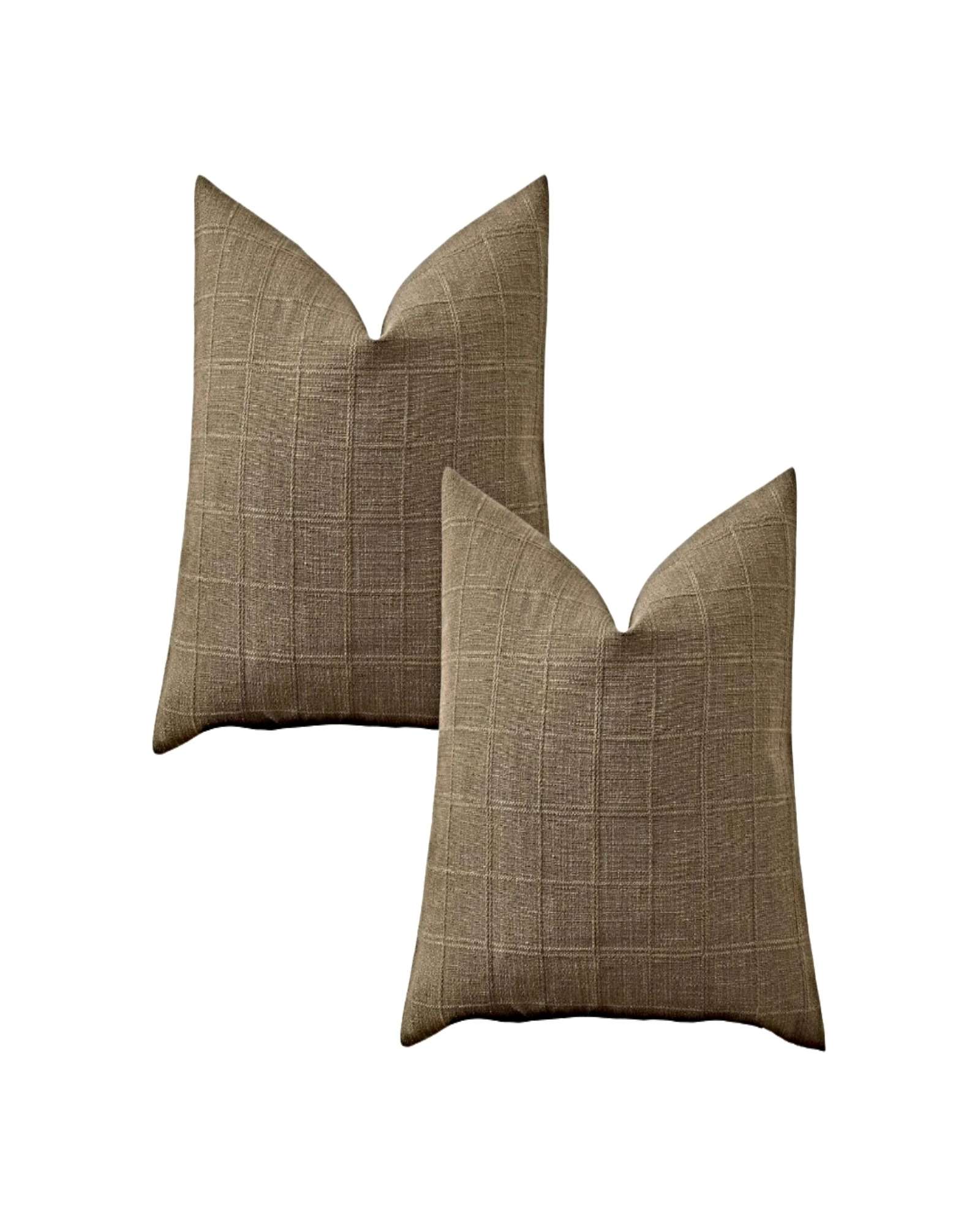 Genérico - Pack De 2 Fundas De Cojin Jacquard Cuadrille 45X45 Cm Café