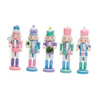 Magideal - 5 Figuras De Cascanueces Navideños, Adornos De Mesa De Madera, Resistentes, Fáciles De Usar, Prácticos Muñecos De Cascanueces Para Estanterías Y Hogar