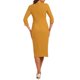 thumbnail image 3 of INSPIRE CHIC Vestido de Tubo para Mujer Cuello Barco Mangas 3/4 Dobladillo con Abertura Vestidos Midi para el Trabajo Amarillo S, 3 of 6