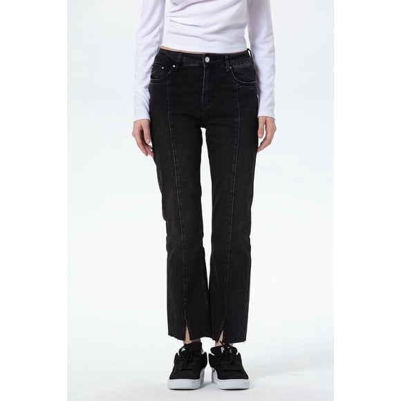 Jeans Mujer Slim Línea Abertura Gris