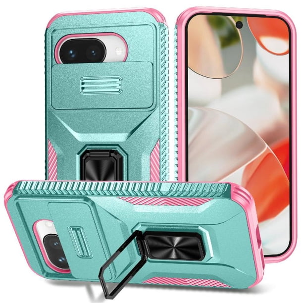 Funda Resistente para Google Pixel 9A con Tapa Deslizante y Protección Militar Verde
