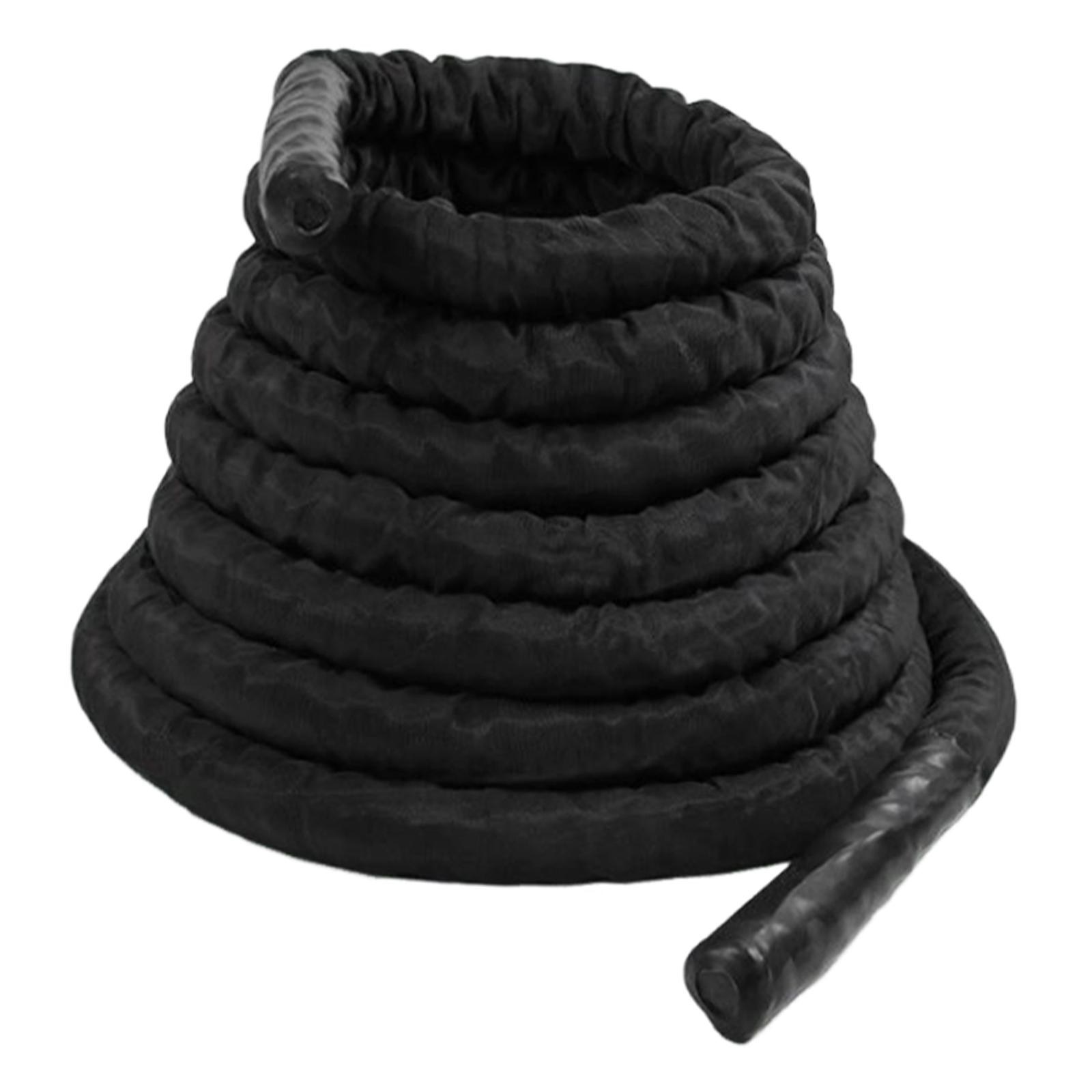 Magideal - Cuerda De Batalla Para Ejercicio Físico Con Mangos Largos Y Funda Protectora Herramienta Versátil Para Entrenamiento De Fuerza Y Músculos Adecuada Pa 25 Mm Negro