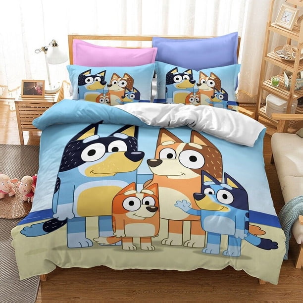 Bluey Puppy feather duvet cover pillowcase bedding set3-Piece Bedding Set (1 Duvet Cover + 2 Pillow Shams)