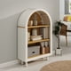 thumbnail image 1 of Arched Small Bookcase,Arched Storage Cabinet,Wooden Modern Arched Top Bookshelf with 3 Shelves,White with Woodgrain Shelves, 3-Tier Storage Shelf for Living Room, Bedroom, Entryway, 1 of 3