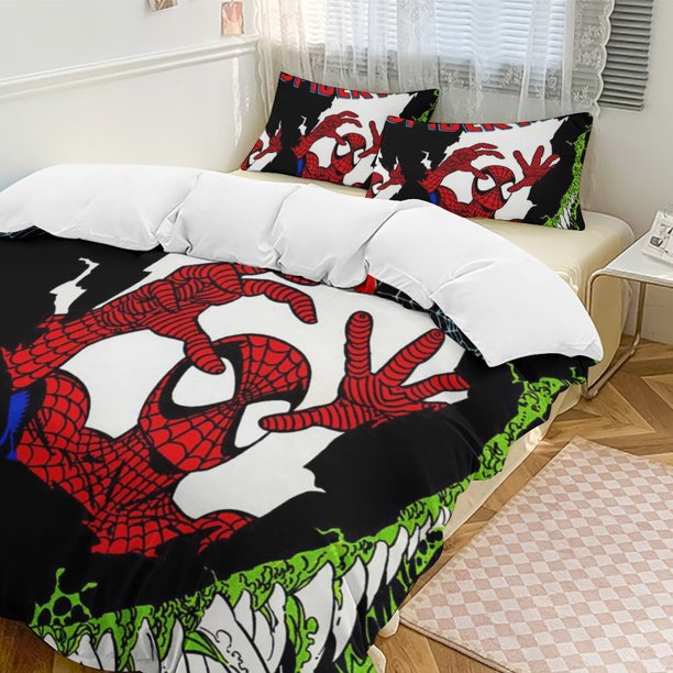 Spider-Man 3-Piece Twin Bed Set - Includes 1 Single Quilt And 2 Pillow Cases Bedding - Fade Resistant Microfiber - Spider