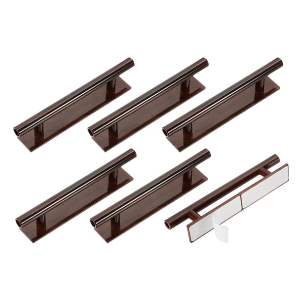 Uxcell 6 Paquete de Ayudante de Empuje y Tiro Autoadhesivo, Manijas Adhesivas de Plástico de 6 Pulgadas para Gabinete de Cocina, Ventana, Puerta de Armario Deslizante (Grano de Madera Profundo)