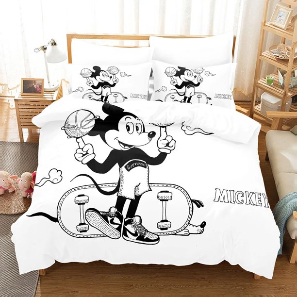 Mickey Mouse Bedding Three-Piece Boy Girl Duvet Cover Gift Home Set Room Bedroom Decoration Cute Duvet Cover Pillow Case Bed Sheets