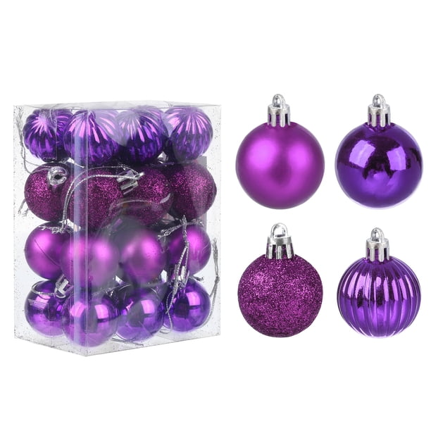 Uxcell 24Pcs 1.18" Bolas de Navidad Adornos Bolas Irrompibles para Decoración de Árboles de Navidad Púrpura