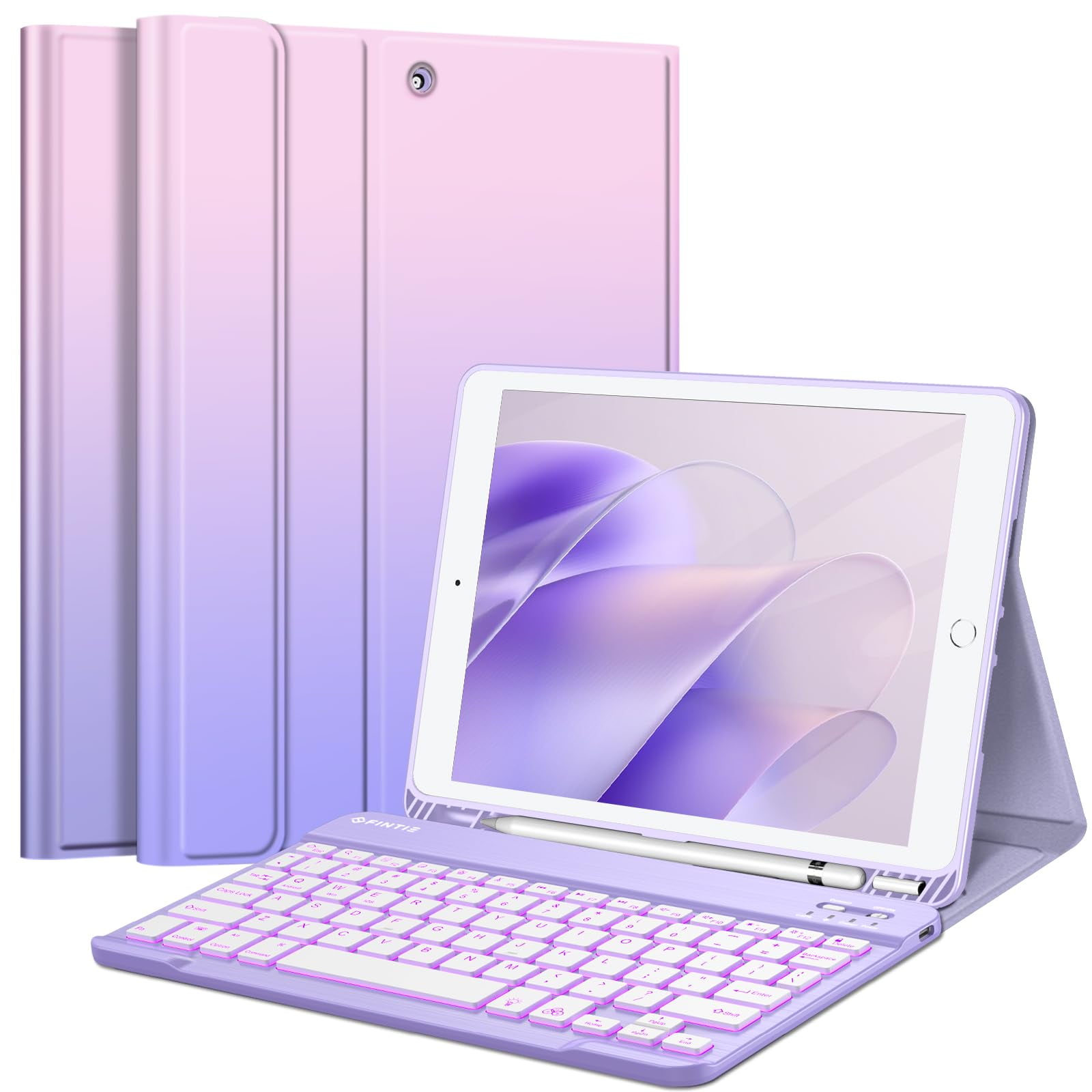 Funda Con Teclado Fintie Para Ipad De 9ª, 8ª Y 7ª Generación De 10,2 Pulgadas Con Retroiluminación