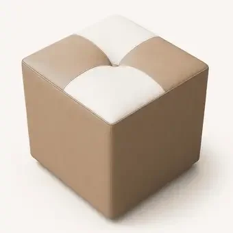 Muebles Hvm - Puff Hvm Boton Café Blanco