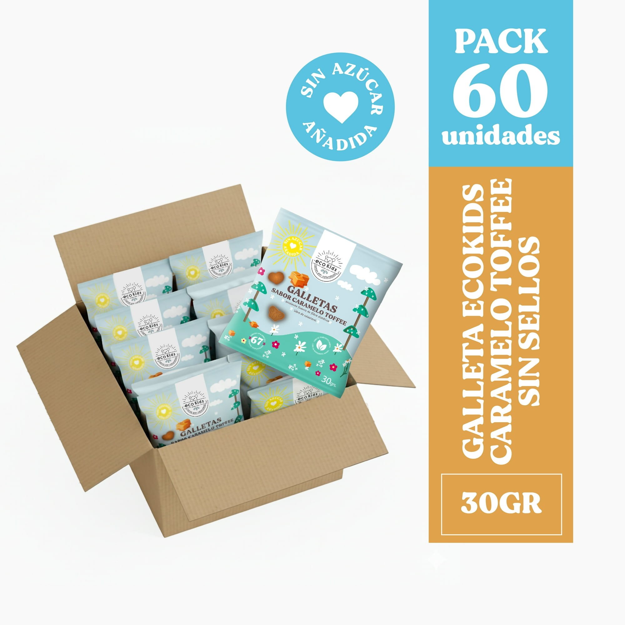 Ecovida S.a - Galleta Ecokids Sin Sellos Caramelo Toffee 30gr - Caja 60 Und