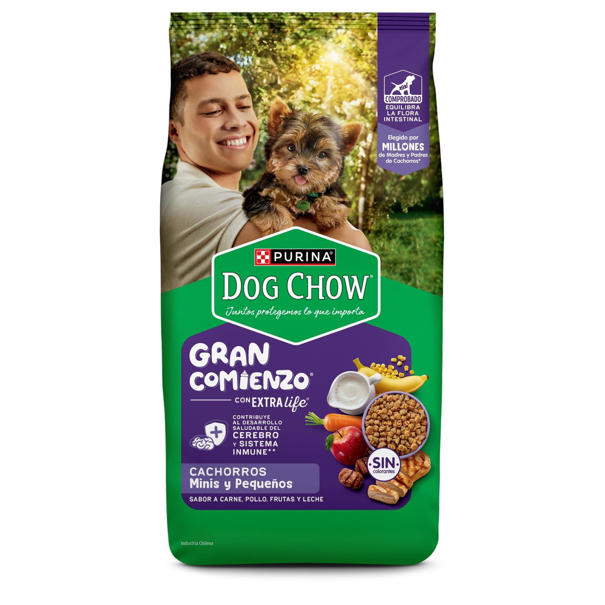 Dog Chow - Alimento Seco Perro Cachorro Raza Mini Pequeño Sabor Carne, Pollo, Frutas Y Leche Bolsa