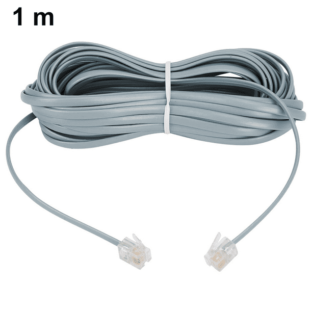 Cable telefónico a extensión telefónica modular macho, cable telefónico con conector RJ11 estándar y acopladores de línea.