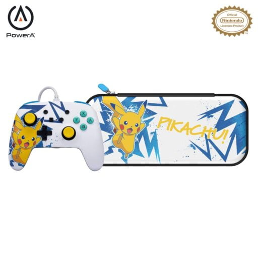 PowerA Control Alámbrico y Estuche Slim Case Oficial Pikachu para Nintendo Switch