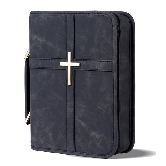 Funda Para La Biblia De Piel Vegana Con Bolsillo Para Teléfono Color Negro