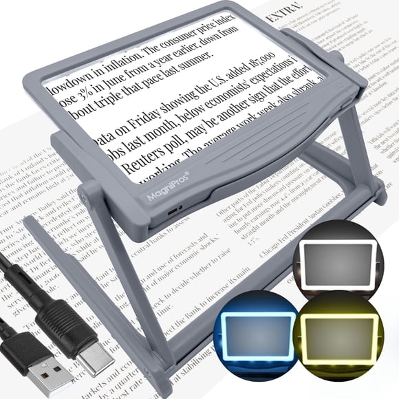 Lupa recargable MagniPros 5X con LED y soporte plegable