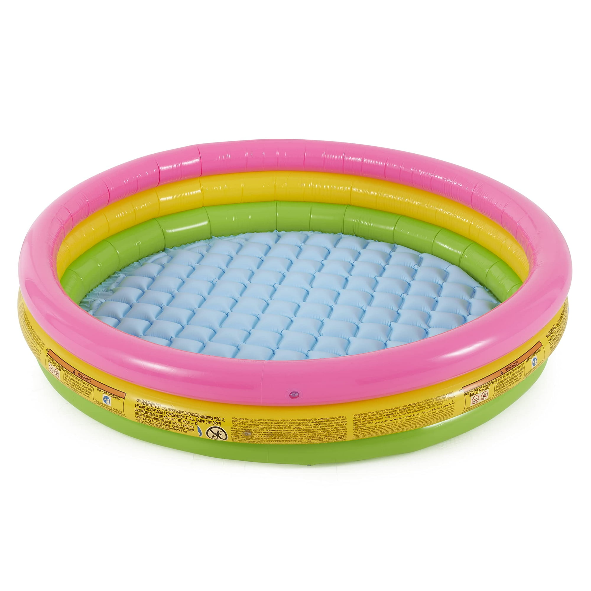 Piscina Inflable Intex Sunset Glow: 58" X 13" - Piso Blando De 3 Anillos - Capacidad De 73 Galones - Parche De Reparación Incluido